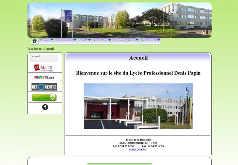 Capture historique du site du lycée Denis Papin à Romorantin