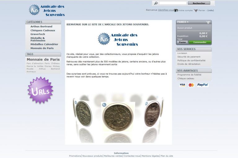 Capture du site de vente AJS — Jetons souvenirs